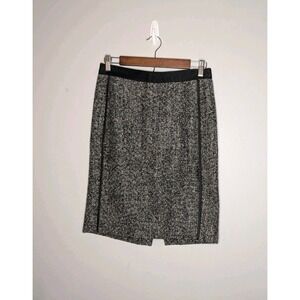 J Crew The Pencil Skirt Womens Size 2 Gray Black Back Slit Twill - FLAW